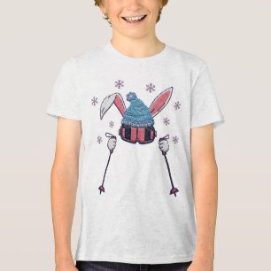 T-shirt En Tri-matière Lapin de ski en faux fil humour hivernal