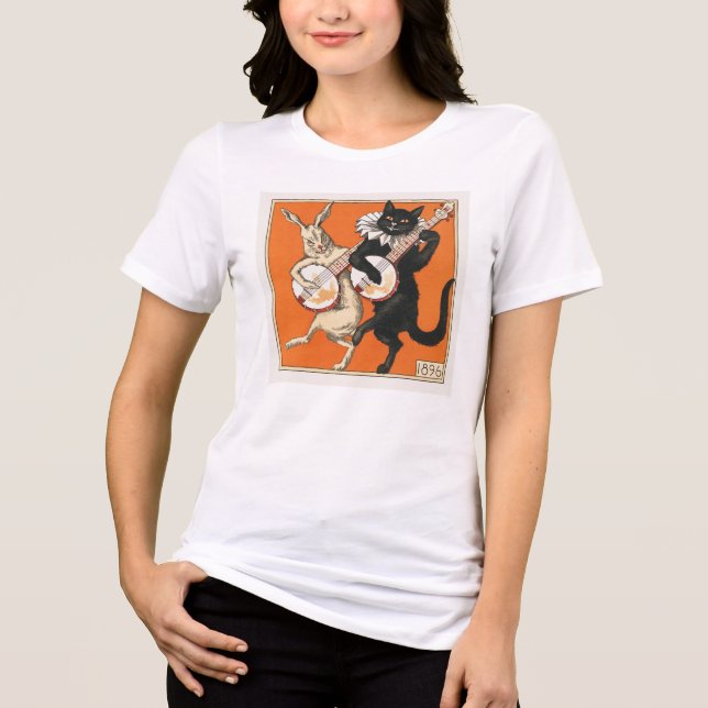 T-shirt En Tri-matière Lapin et chat dansants (Recto)