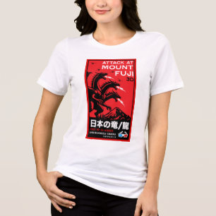 T-shirt En Tri-matière L'Attaque Japonaise De Kaiju Sur Le Mont Fidji