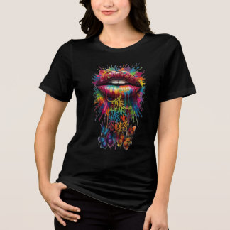 T-shirt En Tri-matière Le cœur n'a pas de camp Arc-en-ciel Lèvres qui dég