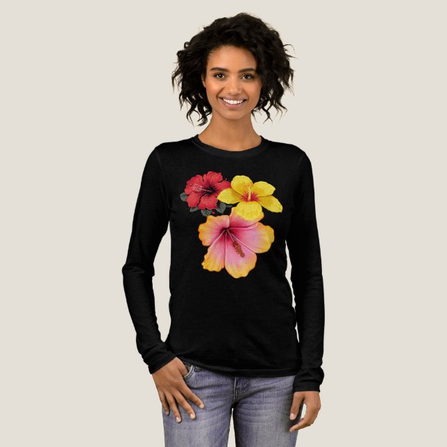 T-shirt En Tri-matière Le design des fleurs d'Hibiscus (Recto complet)