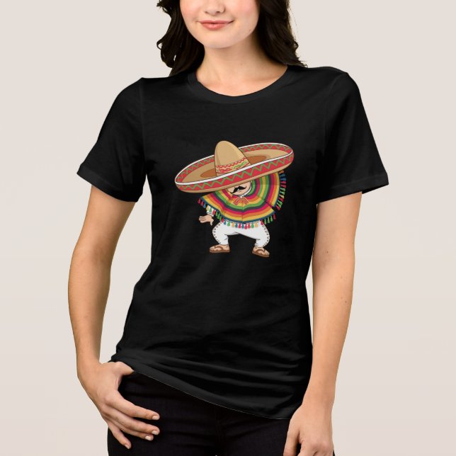 T-shirt En Tri-matière Le garçon mexicain Dabbing Poncho Cinco de Mayo (Recto)