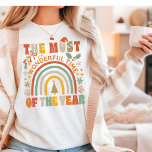 T-shirt En Tri-matière Le Plus Merveilleux Moment De L'Année Noël<br><div class="desc">La plus merveilleuse de l'année Rétro Noël Festive Fête de Noël Tri-Blend Shirt présente le texte "Le plus merveilleux de l'année" dans la typographie de script moderne accentué avec arc en ciel, arbre de Noël, saint, chapeau de Père Noël et flocons de neige. Parfait pour les cadeaux de Noël, fêtes...</div>