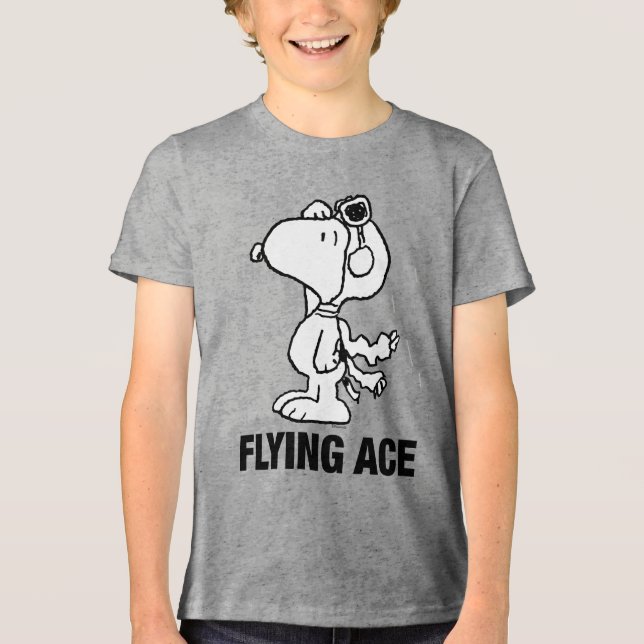 T-shirt En Tri-matière Les cacahuètes| Snoopy the Flying Ace BW (Recto)