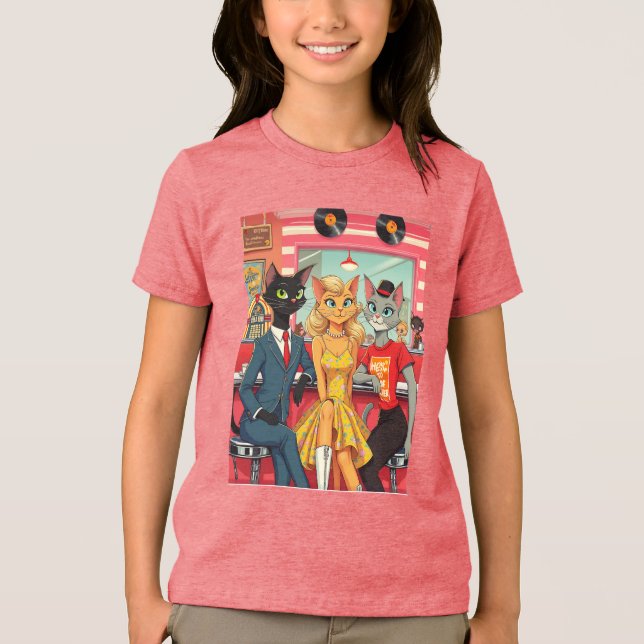 T-shirt En Tri-matière Les chats adolescents du milieu du siècle en dîner (Recto)