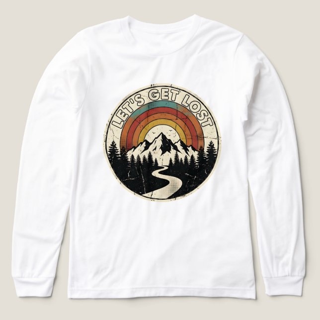 T-shirt En Tri-matière Let’s Get Lost Retro Mountain Adventure Outdoor (Motif recto)
