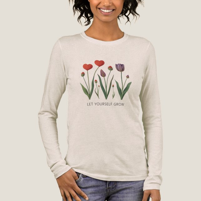 T-shirt En Tri-matière Let Yourself Grow Floral Heart Tulips Art (Recto)