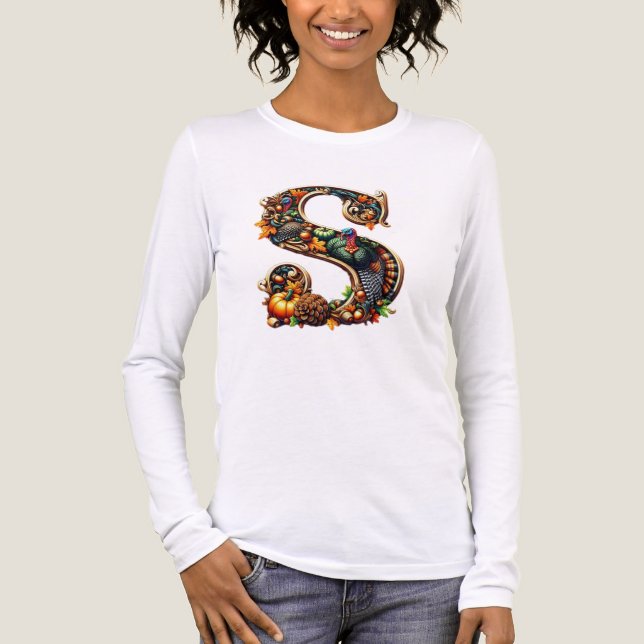 T-shirt En Tri-matière Letter S Thanksgiving turkey style gift  (Recto)