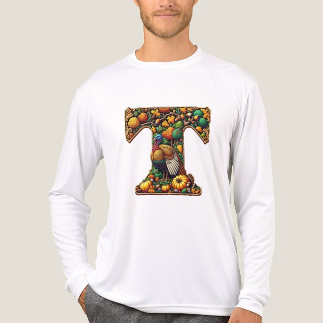 T-shirt En Tri-matière Letter Thanksgiving turkey style  (Recto)