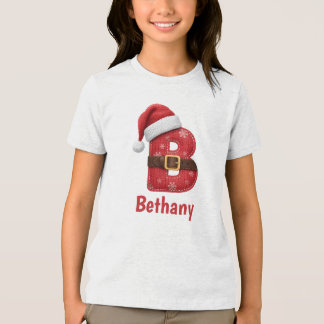 T-shirt En Tri-matière Lettre B Monogramme Chapeau de Père Noël Alphabet