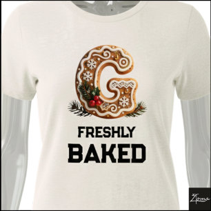T-shirt En Tri-matière Lettre initiale G de biscuit de Noël au pain d'épi