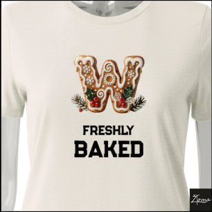 T-shirt En Tri-matière Lettre initiale W de Noël en biscuit au gingembre