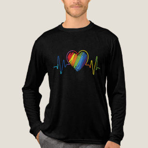T-shirt En Tri-matière LGBT Pride Gay Lesbian Modern Rainbow Hearbeat