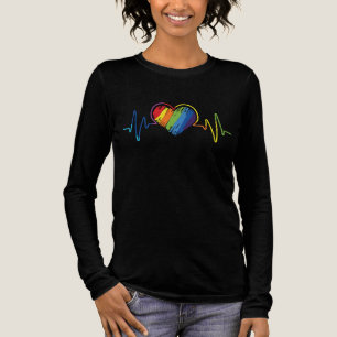 T-shirt En Tri-matière LGBT Pride Gay Lesbian Modern Rainbow Hearbeat