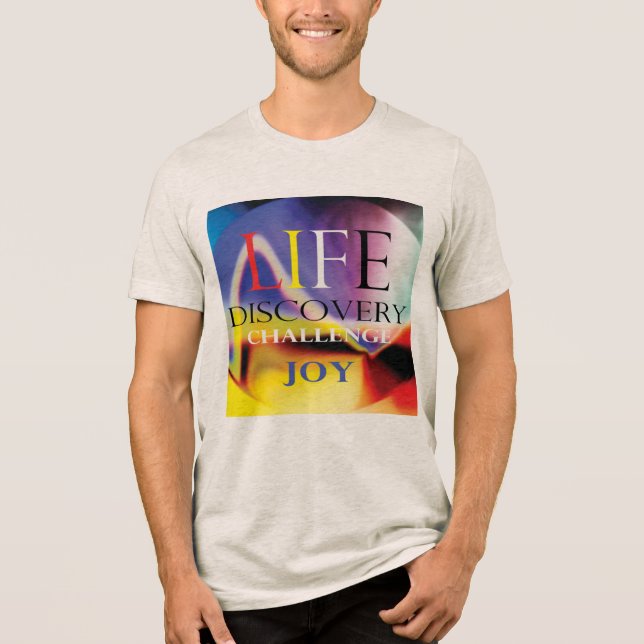 T-shirt En Tri-matière "Life Discovery Challenge Joy" Blue Red Yellow Art (Recto)