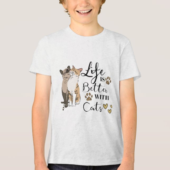 T-shirt En Tri-matière Life Is Better With Cats Better Together 🐱🐱 Purr (Recto)
