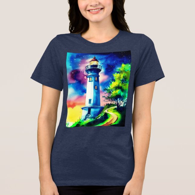 T-shirt En Tri-matière Lighthouse Under a Starry Sky (Recto)