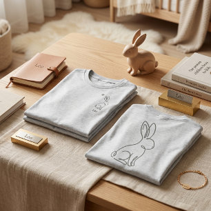 T-shirt En Tri-matière Ligne de luxe silencieux Lapin en art linéaire Ver