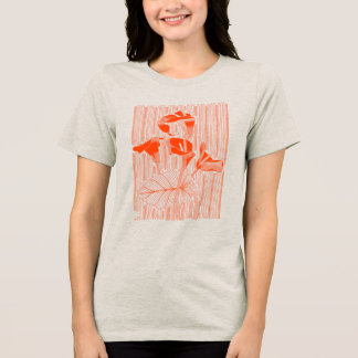 T-shirt En Tri-matière Ligne florale minimaliste avec des plantes orange
