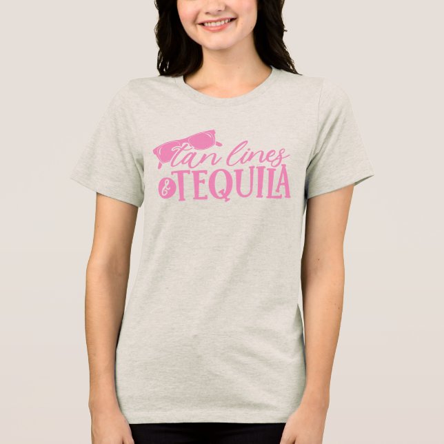 T-shirt En Tri-matière Lignes de bronzage et citation de tequila Bachelor (Recto)