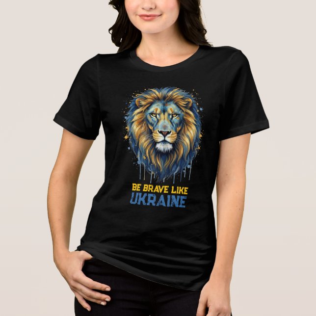 T-shirt En Tri-matière Lion “Be brave like Ukraine.” (Recto)