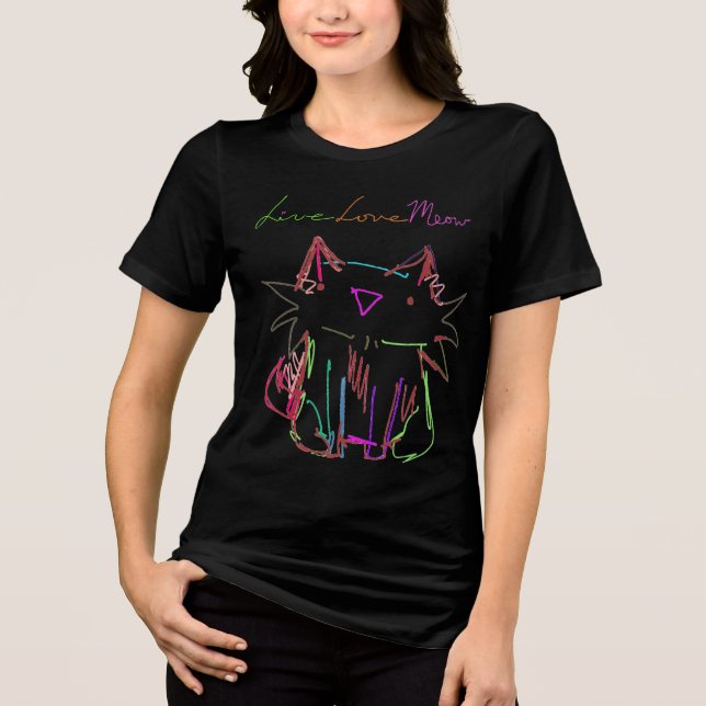 T-shirt En Tri-matière Live Love Meow (Recto)