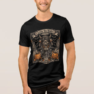 T-shirt En Tri-matière Live To Ride Halloween - Samouraï Oni Motard Fondé