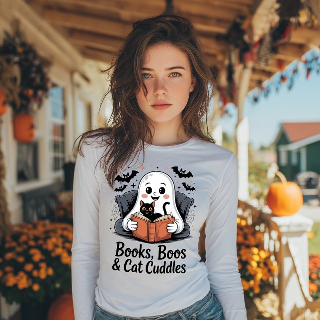 T-shirt En Tri-matière Livres, Livres & Bouddles de chat Halloween (Créateur téléchargé)