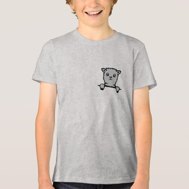 T-shirt En Tri-matière Llama Alpaca Cute Fluffy Animal Peeking Over Edge (Recto)