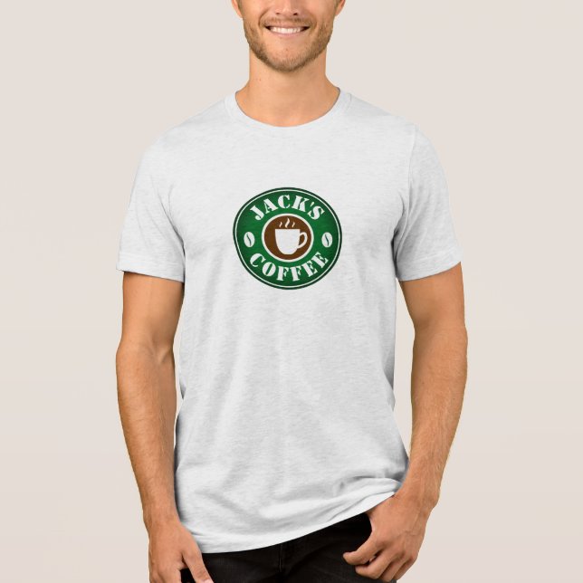 T-shirt En Tri-matière Logo de café haricot et tasse barista personnalisé (Recto)