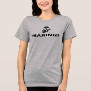 T-shirt En Tri-matière Logo en noir empilé USMC