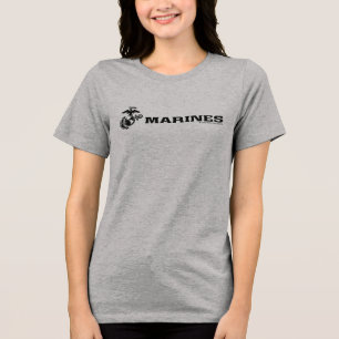 T-shirt En Tri-matière Logo en noir empilé USMC