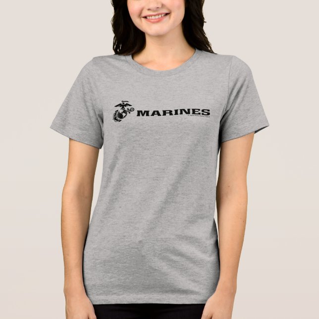 T-shirt En Tri-matière Logo en noir empilé USMC (Recto)