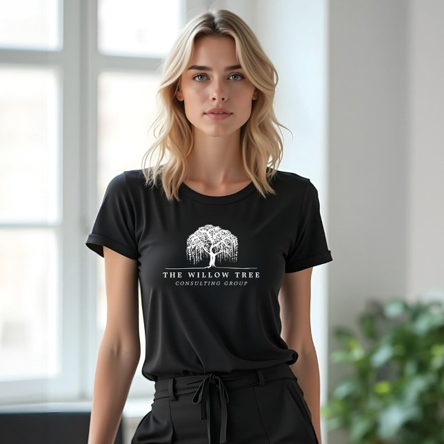 T-shirt En Tri-matière Logo moderne du Willow Tree blanc (Modern White Willow Tree Logo Tri-Blend Shirt)
