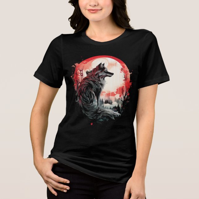 T-shirt En Tri-matière Lone Wolf Under Moon (Recto)