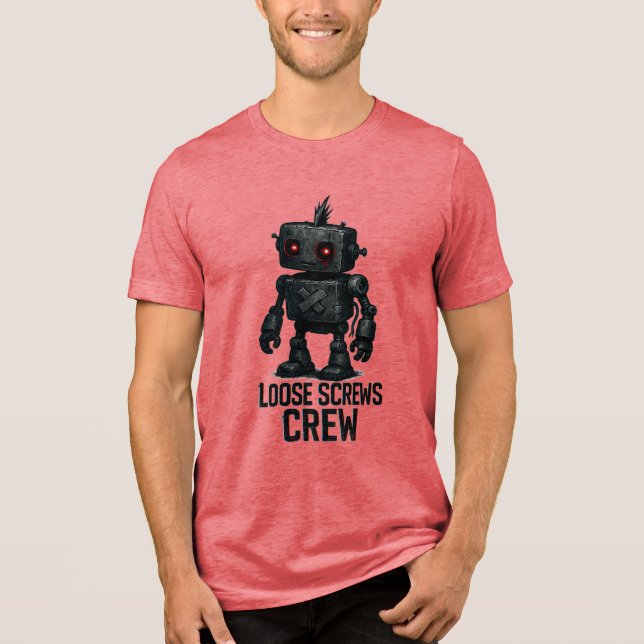 T-shirt En Tri-matière Loose Screws Crew – Grunge Cyberpunk Robot (Recto)