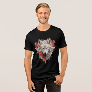 T-shirt En Tri-matière Loup Blanc Mystique avec accents d'encre rouge
