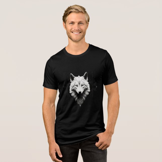 T-shirt En Tri-matière Loup Blanc Sacré – Conception de l'Esprit Géométri (Recto plein)