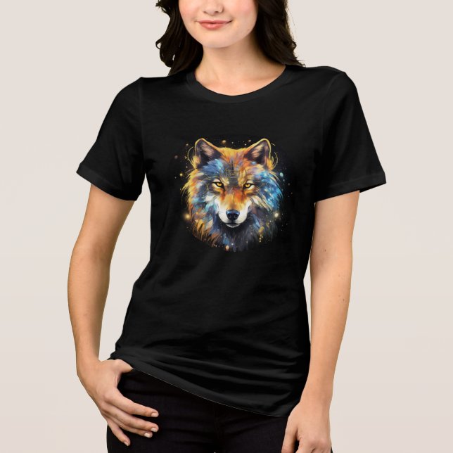 T-shirt En Tri-matière Loup cosmique mystique – Art animal spirituel (Recto)