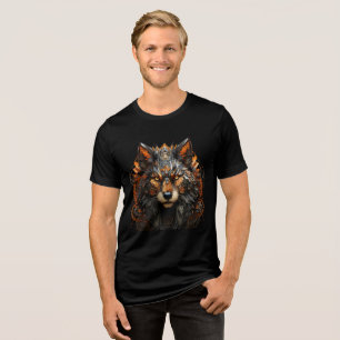 T-shirt En Tri-matière Loup cybernétique à circuiterie orange