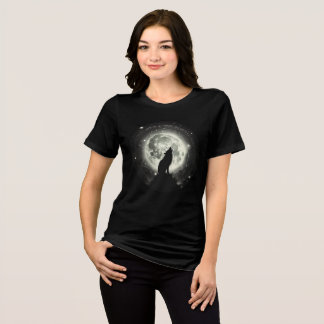 T-shirt En Tri-matière Loup hurlant sous la lune cosmique