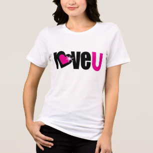 T-shirt En Tri-matière Love U graphique rose chaud et noir