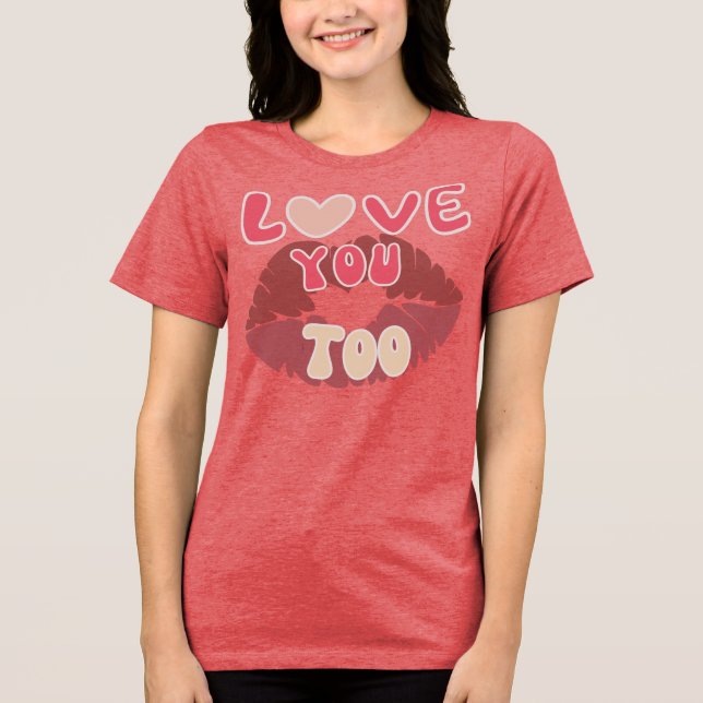 T-shirt En Tri-matière Love You Kiss Mark Romantic Lip Design d'impressio (Recto)