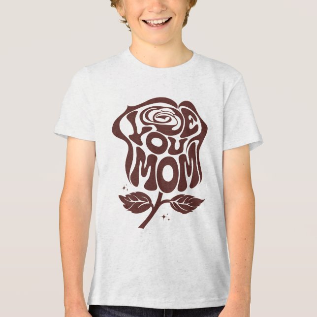 T-shirt En Tri-matière Love You Mom Rose Typography (Recto)