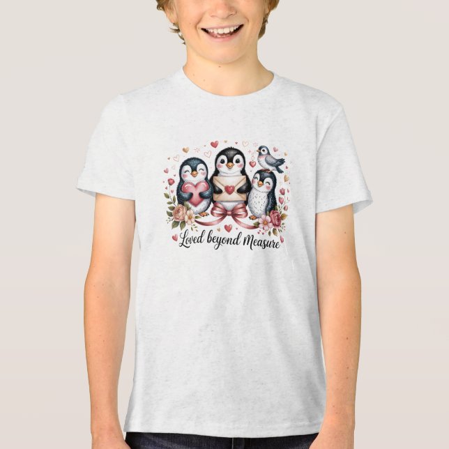 T-shirt En Tri-matière Loved Beyond Measure Cute Penguin Family Valentine (Recto)
