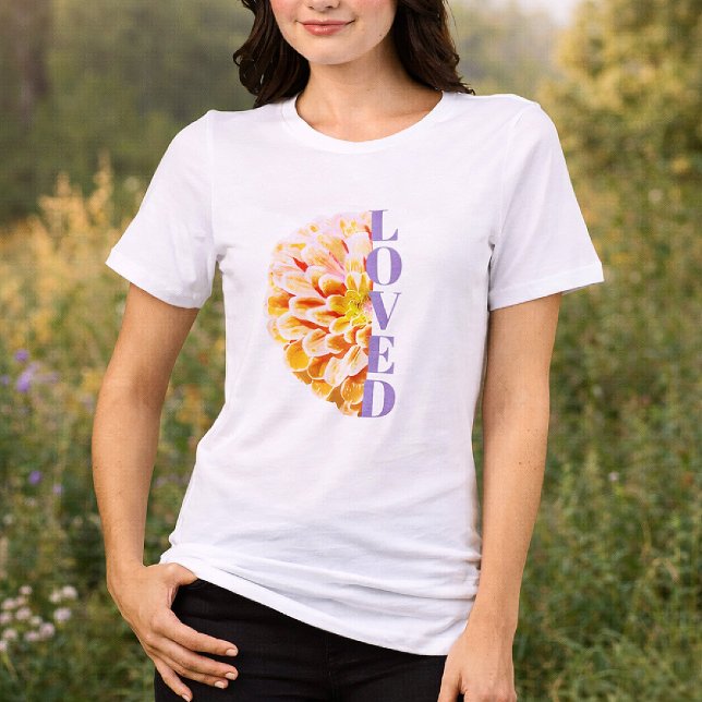 T-shirt En Tri-matière Loved by God Orange Zinnia Floral Christian (Loved Floral Christian Tshirt )