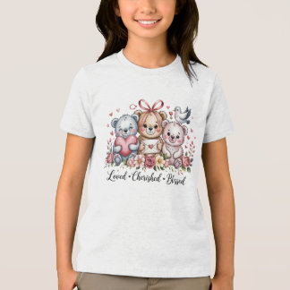 T-shirt En Tri-matière Loved Cherished Blessed Three Teddy Bears Floral