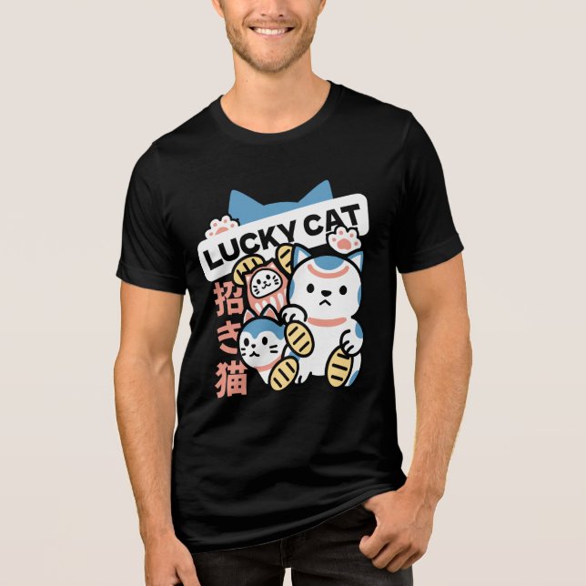 T-shirt En Tri-matière Lucky Cat Art – Maneki Neko with Gold Coin (Recto)