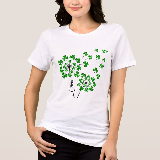 T-shirt En Tri-matière Lucky Shamrock Dandelion Jour de la Saint Patrick  (Recto)