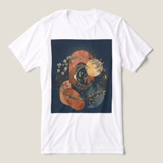 T-shirt En Tri-matière Lune Céleste et Or Soleil Arche Botanique Mystique